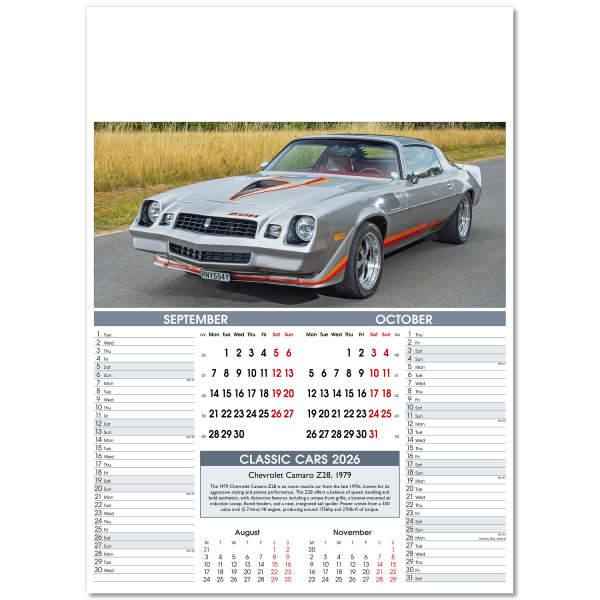 Classic Cars Wall Calendar