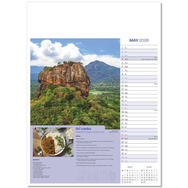 Taste for Travel Wall Calendar