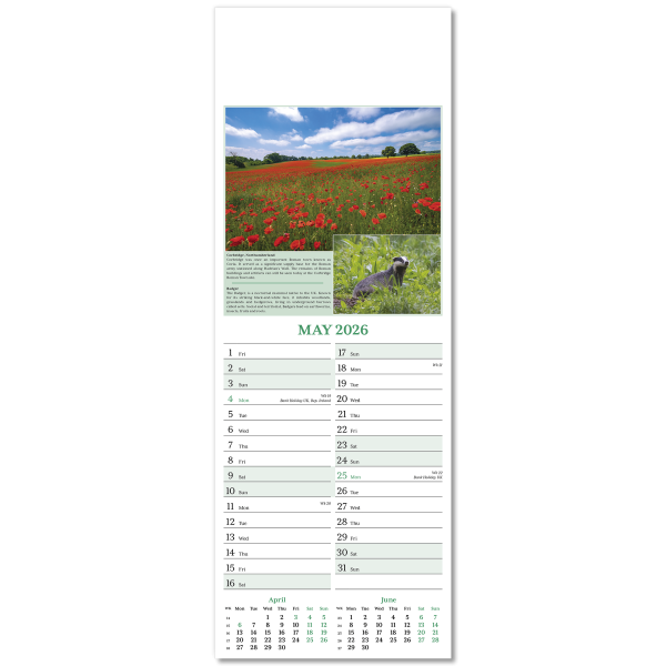 Nature's Glory Slim Wall Calendar