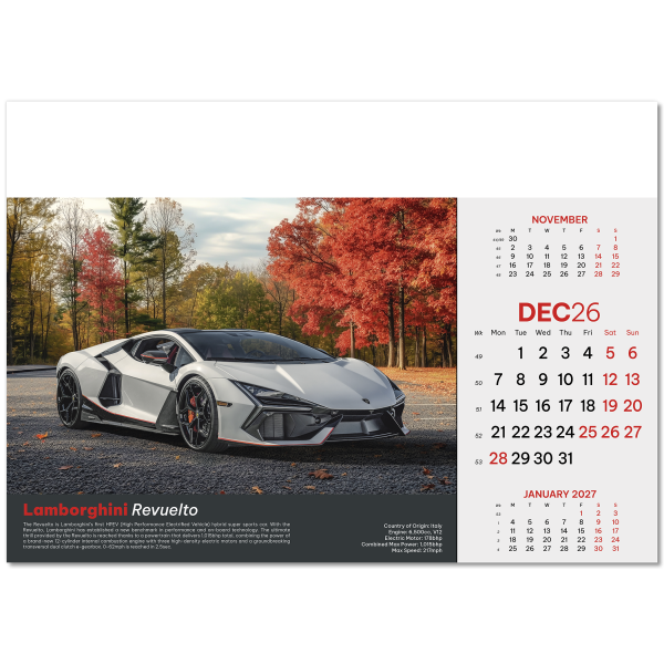 Supercars Wall Calendar