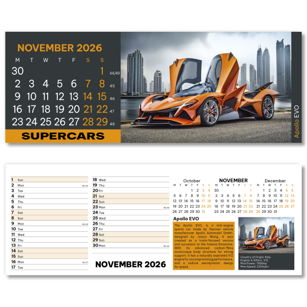 Supercars Desk Calendar