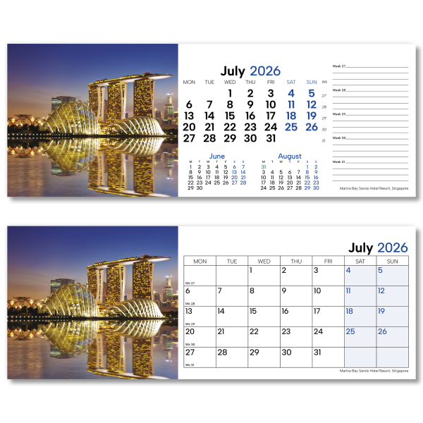 World by Night Desk Calendar