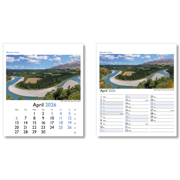 World in View Mini Desk Calendar