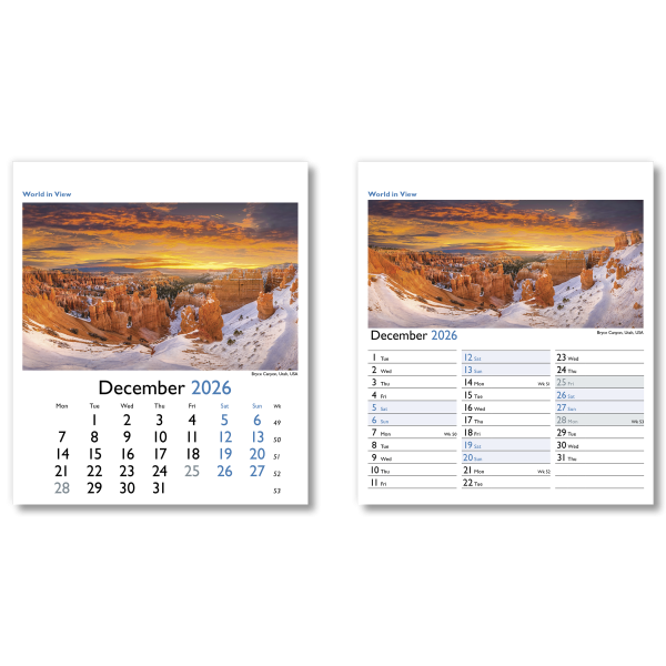 World in View Mini Desk Calendar