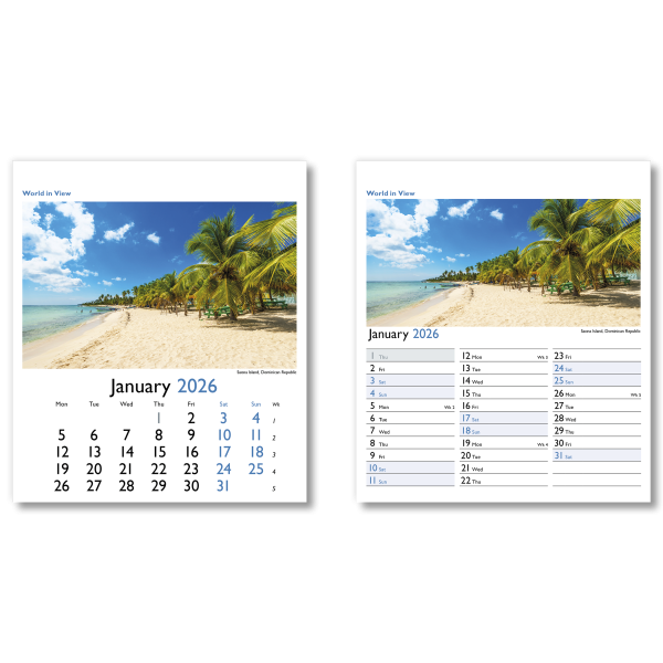 World in View Mini Desk Calendar