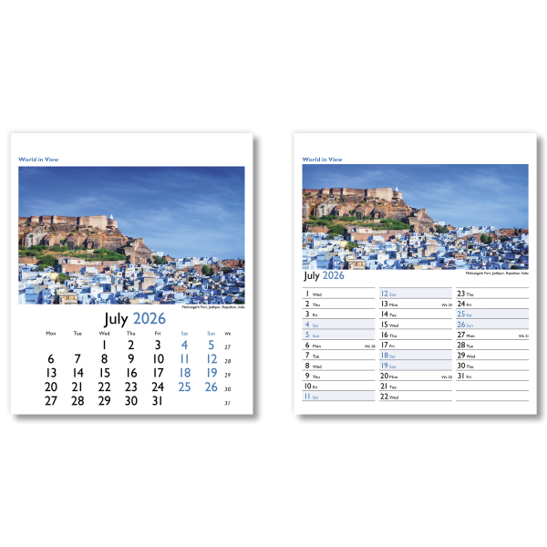 World in View Mini Desk Calendar