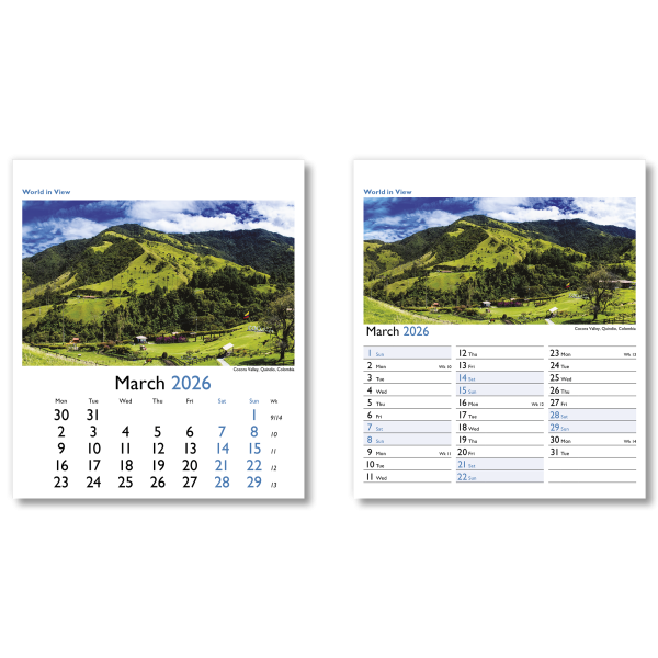 World in View Mini Desk Calendar