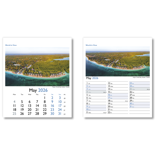 World in View Mini Desk Calendar