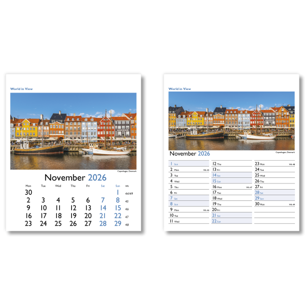 World in View Mini Desk Calendar