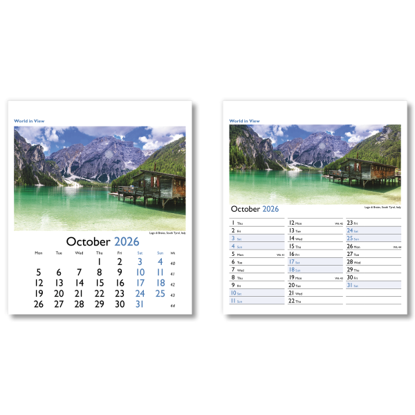 World in View Mini Desk Calendar