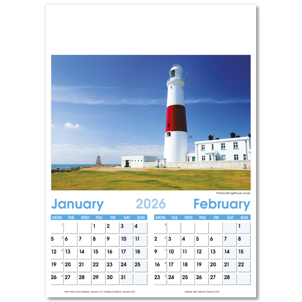 England Optima Wall Calendar - 7 Leaf