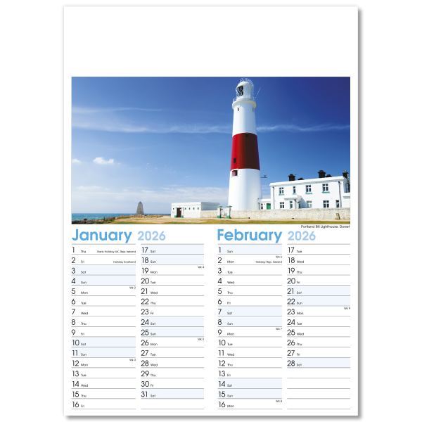 England Optima Wall Calendar - 7 Leaf