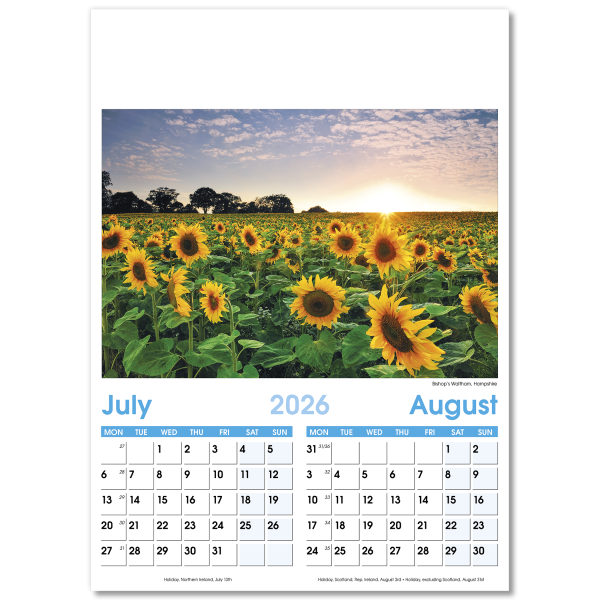 England Optima Wall Calendar - 7 Leaf