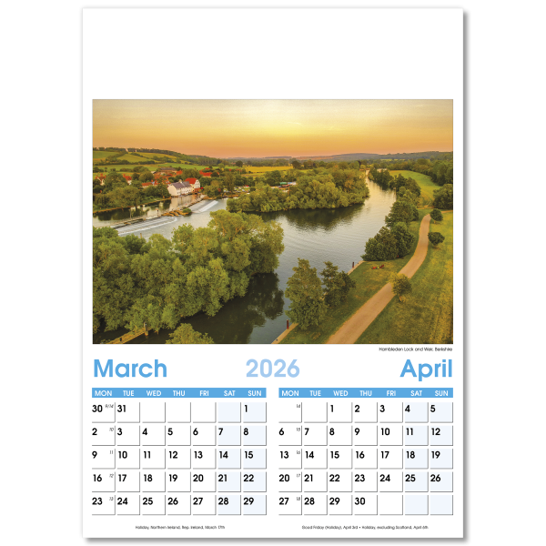 England Optima Wall Calendar - 7 Leaf