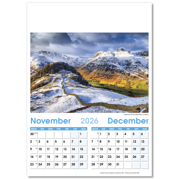 England Optima Wall Calendar - 7 Leaf