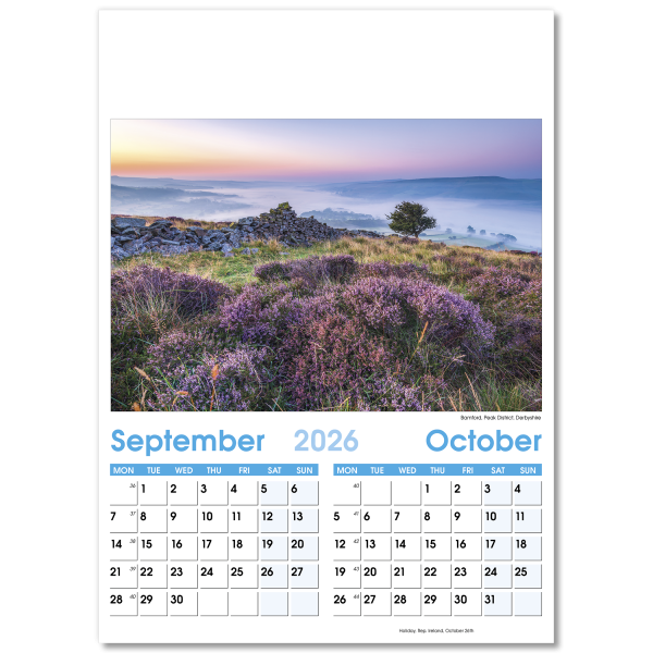 England Optima Wall Calendar - 7 Leaf