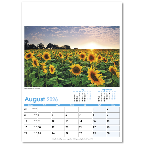 England Optima Wall Calendar - 13 Leaf