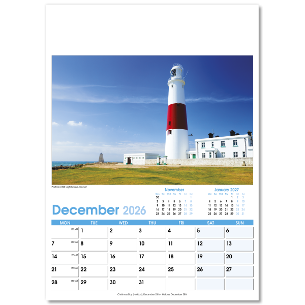 England Optima Wall Calendar - 13 Leaf