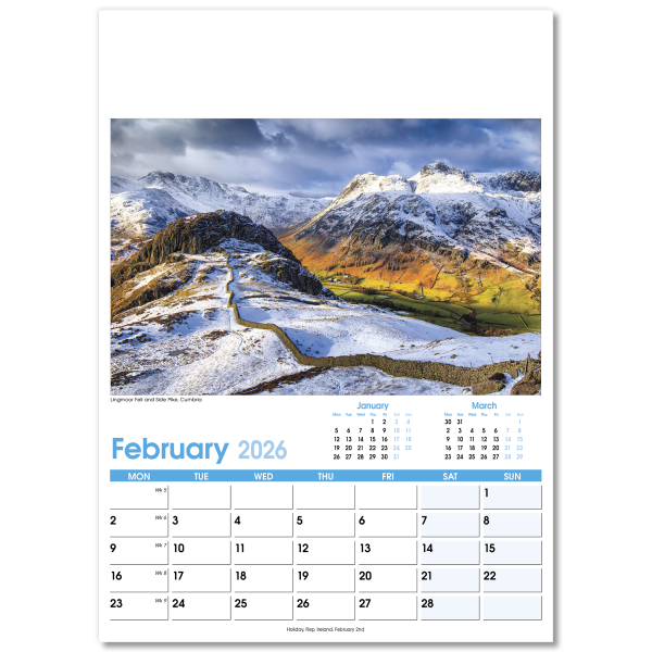 England Optima Wall Calendar - 13 Leaf