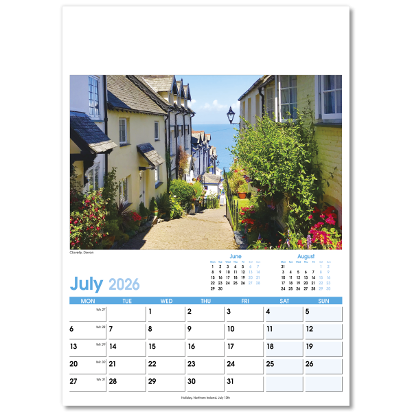 England Optima Wall Calendar - 13 Leaf