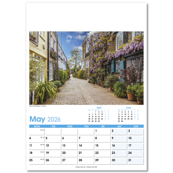 England Optima Wall Calendar - 13 Leaf