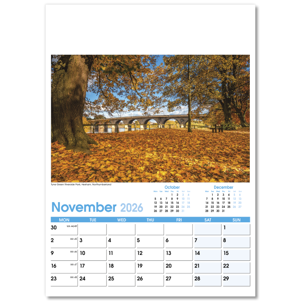 England Optima Wall Calendar - 13 Leaf