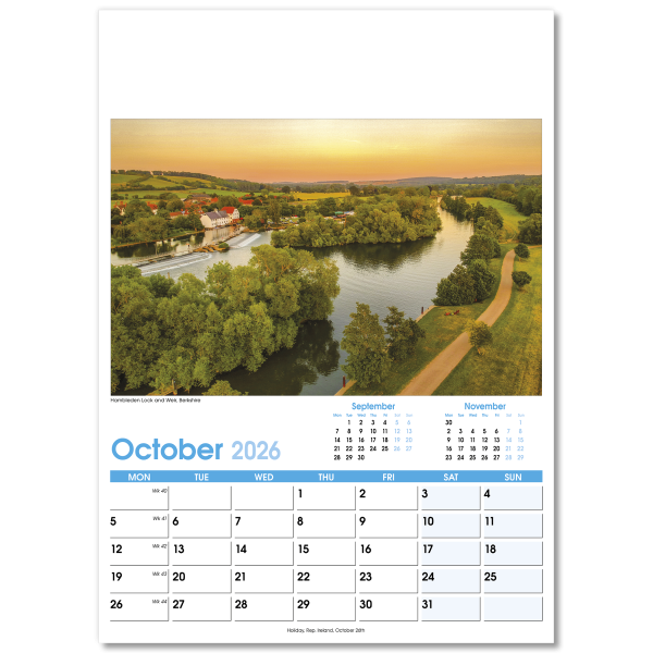 England Optima Wall Calendar - 13 Leaf