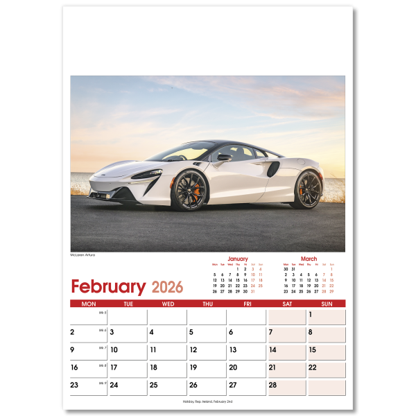 Fast Cars Wall Calendar - 13 Leaf