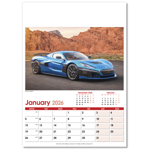 Fast Cars Wall Calendar - 13 Leaf