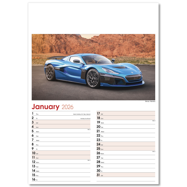 Fast Cars Wall Calendar - 13 Leaf