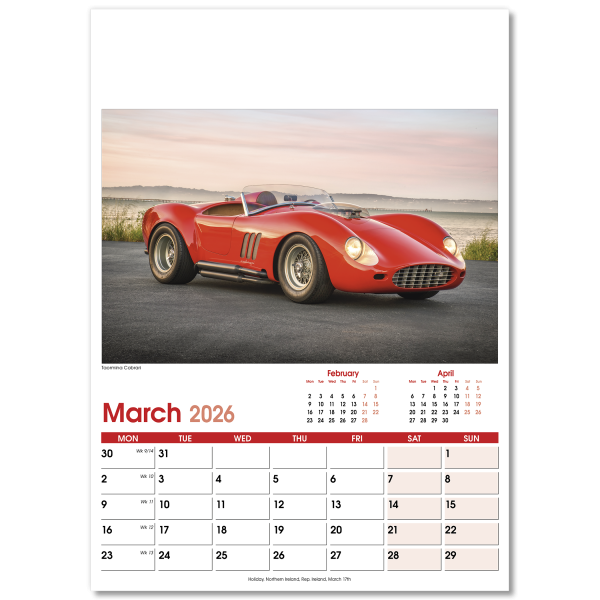 Fast Cars Wall Calendar - 13 Leaf