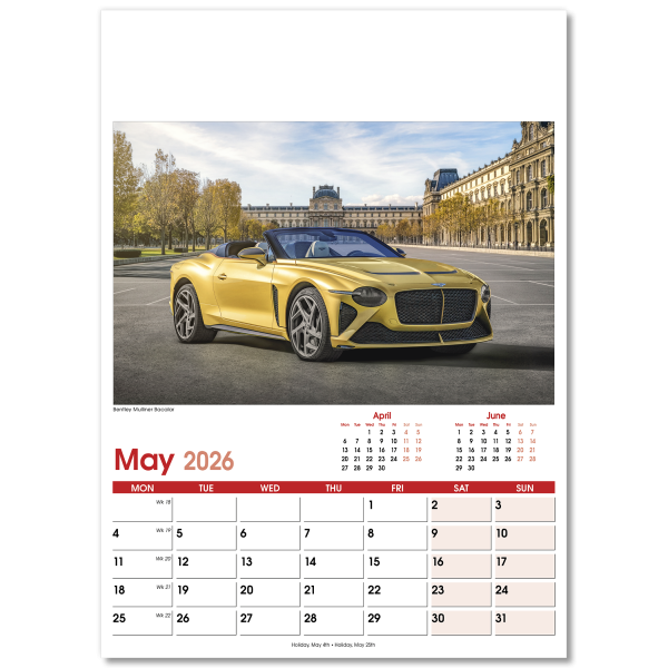 Fast Cars Wall Calendar - 13 Leaf