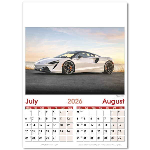 Fast Cars Wall Calendar - 7 Leaf