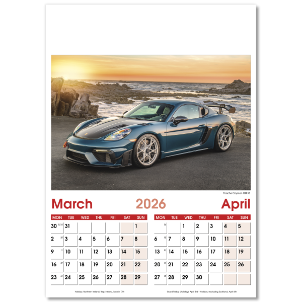 Fast Cars Wall Calendar - 7 Leaf