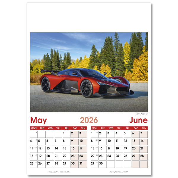 Fast Cars Wall Calendar - 7 Leaf