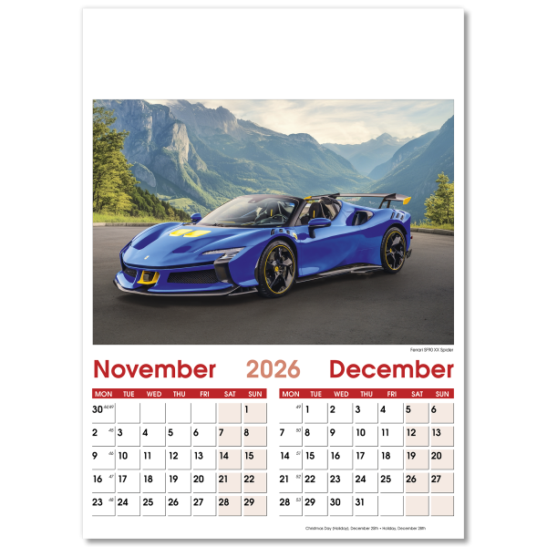 Fast Cars Wall Calendar - 7 Leaf