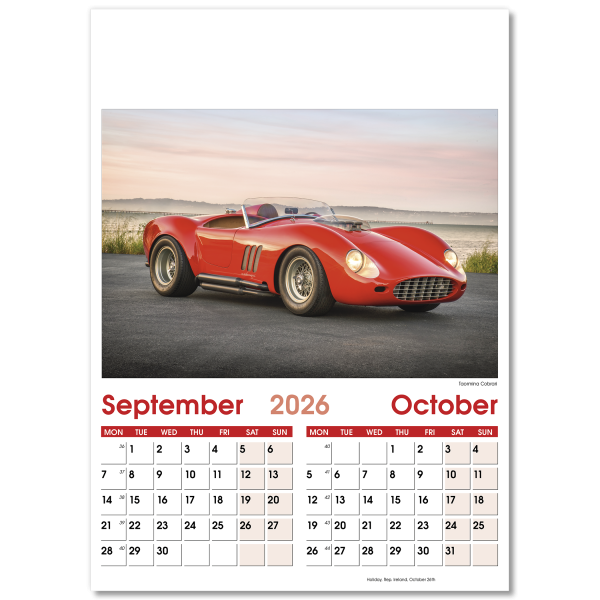 Fast Cars Wall Calendar - 7 Leaf