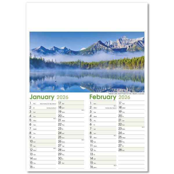 World Scenes Wall Calendar - 7 Leaf