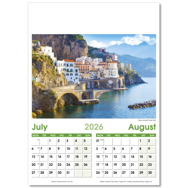 World Scenes Wall Calendar - 7 Leaf