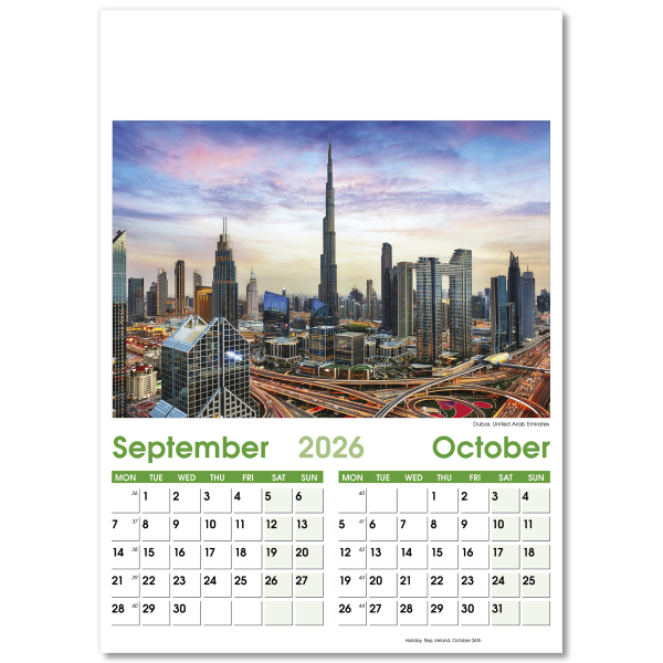 World Scenes Wall Calendar - 7 Leaf