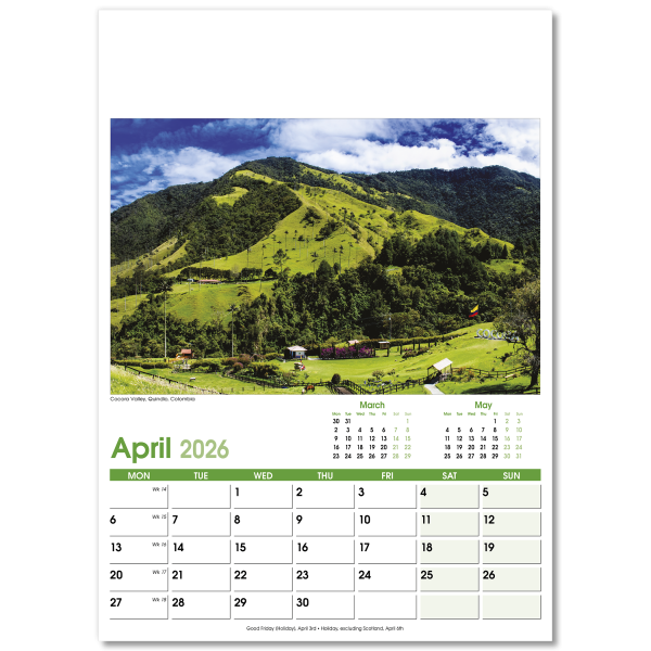 World Scenes Wall Calendar - 13 Leaf