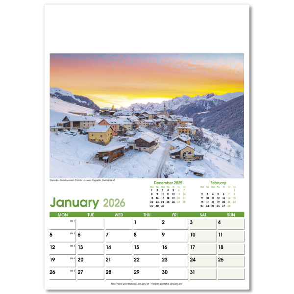 World Scenes Wall Calendar - 13 Leaf