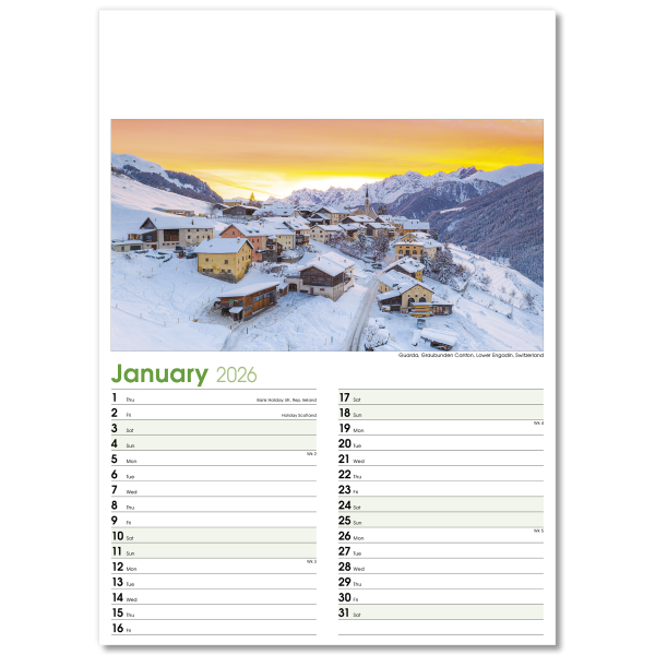 World Scenes Wall Calendar - 13 Leaf