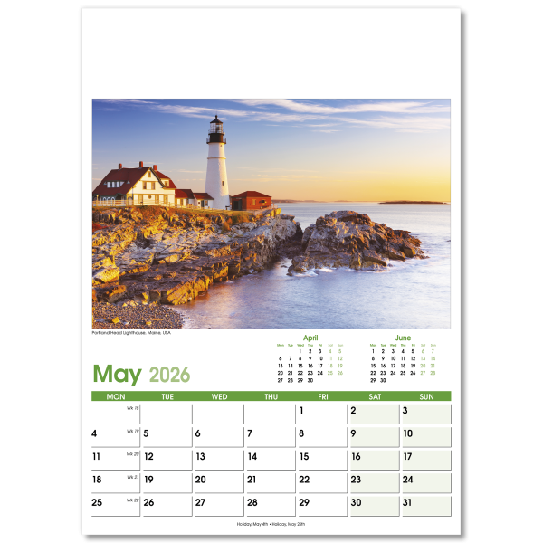 World Scenes Wall Calendar - 13 Leaf