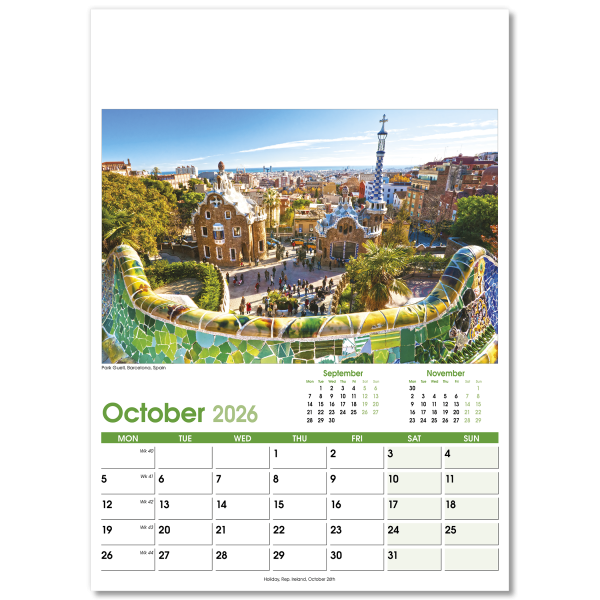 World Scenes Wall Calendar - 13 Leaf