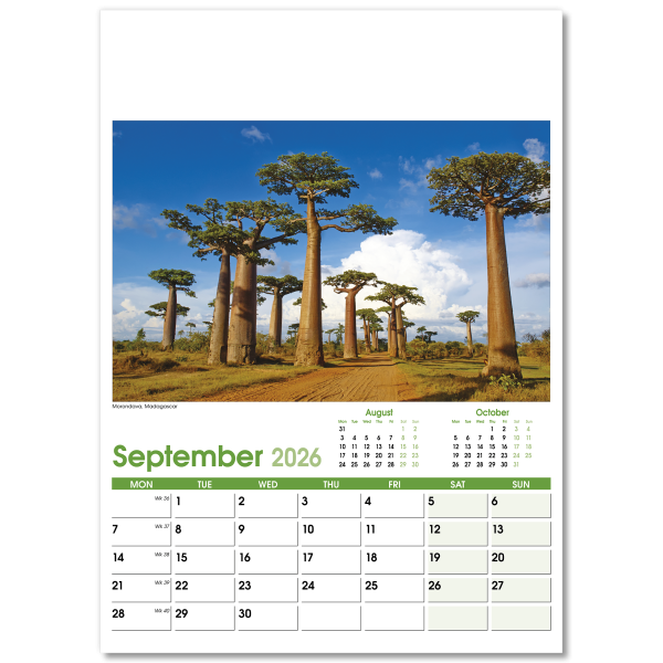 World Scenes Wall Calendar - 13 Leaf